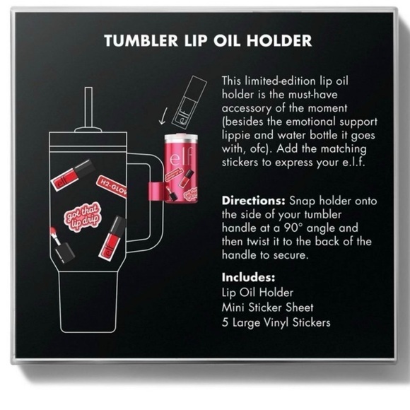 💋 Elf Cosmetics Tumbler Lip Oil Holder Clip On - honey talks - fits Stanley - Picture 4 of 5
